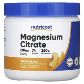 Nutricost, цитрат магния, персик и манго, 250 г